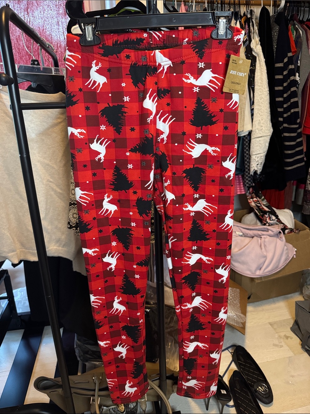 Just Cozy M/L Holiday Red Plaid Leggings